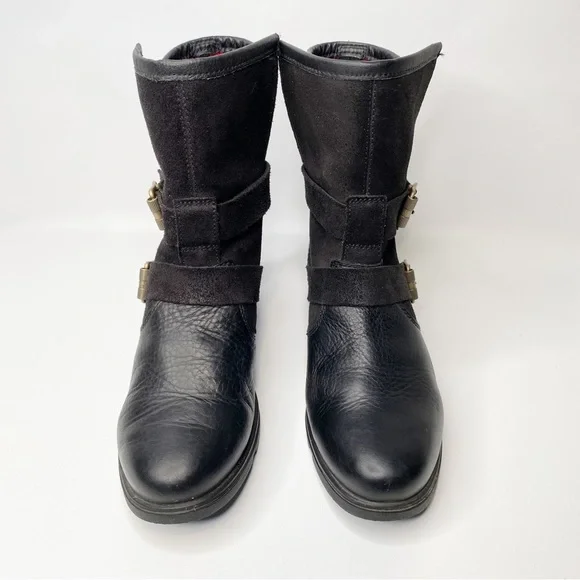 SorelMajor Moto Boot, Black, Buffalo Plaid Liner #NL2432-010 Sz. 7.5